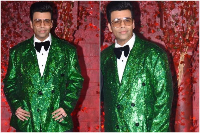 Karan Johar Looks Like Christmas Tree, Wears Green Blingy Jacket on 50th Birthday Bash